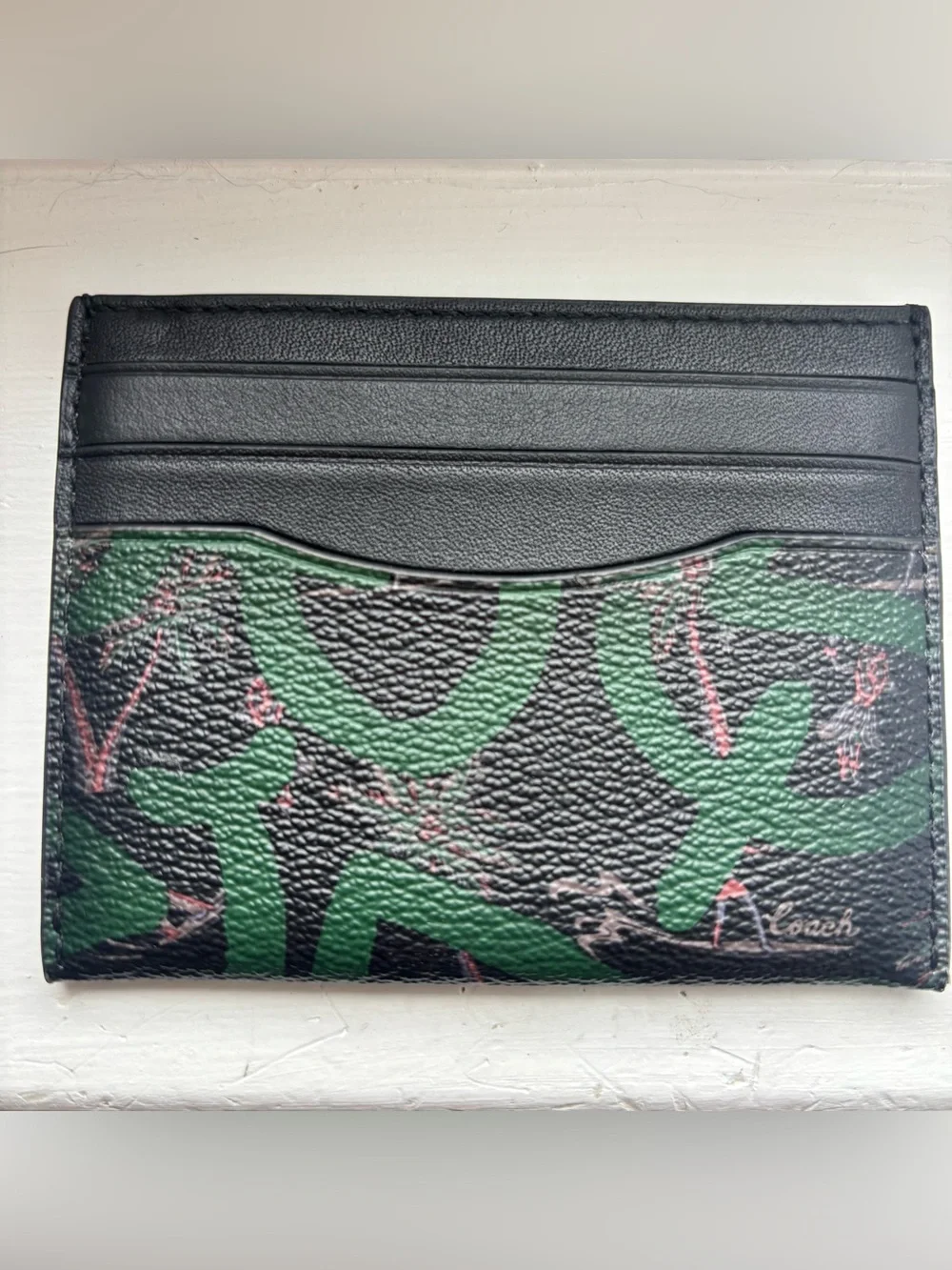 COACH x KEITH HARING 'Hula Dance' Men's Coated Canvas Slim ID Card Case Wallet
